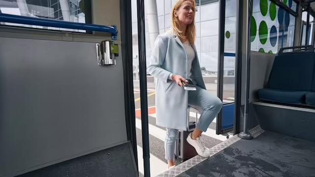 Charter bus for airport shuttle service