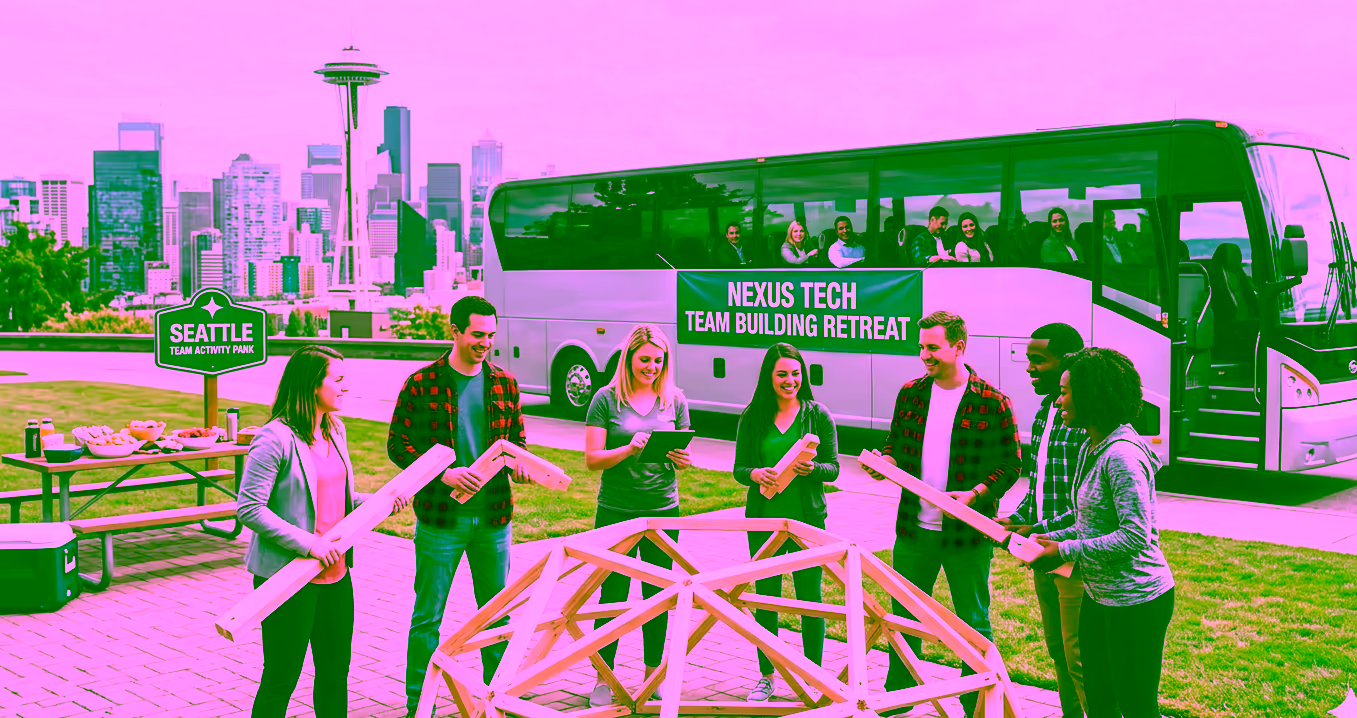 Charter bus for team building transportation